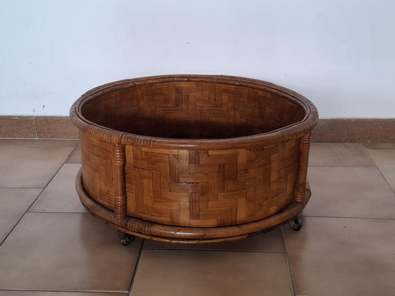 Bambus Pflanzentisch 80er Jahre, Holz, Braun (Foto 3 von 7)