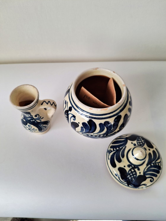 Image 1 of Ambachtelijk Korond Aardewerk Set (2 stuks) | Transsylvanische Volkskunst | Handgeschilderd