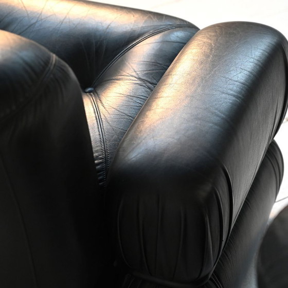 Image 1 of Sillones de cuero negro y acero tubular, década de 1970.