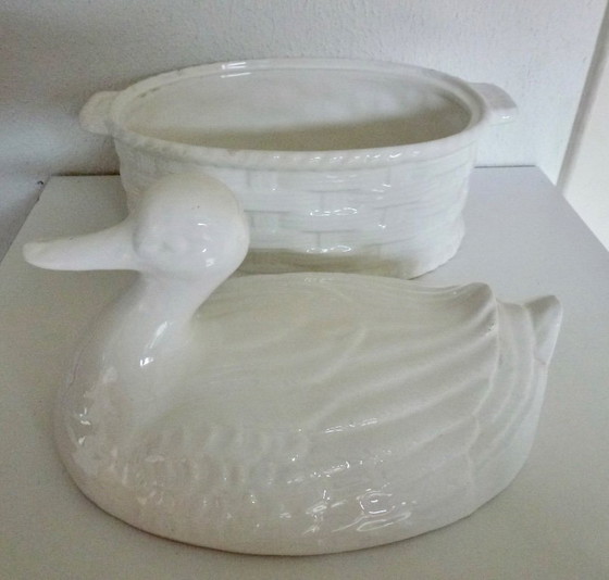 Image 1 of Vintage Keramiek Paté schaal in de vorm van een eend.