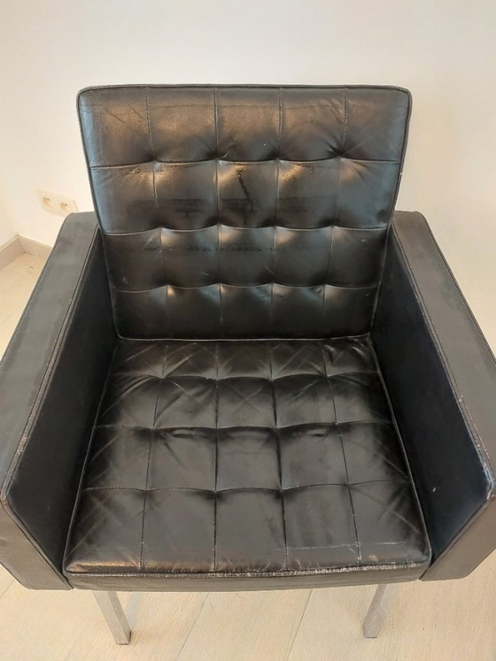 Image 1 of 2 armchairs Vincent Cafiero, Leather, Knoll International, 50s
