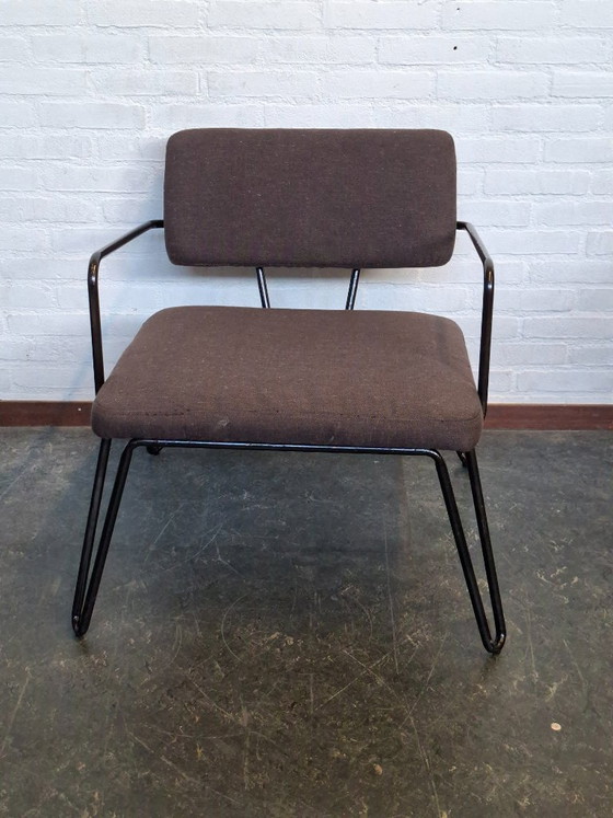 2x Retro Stühle, Sessel, Metall, Stoff, Schwarz (Foto 3 von 13)