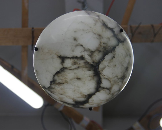 Art Deco Alabaster Pendant Light, Hand-Carved, 1920s, Chandeliers, Stone, Brown (photo 9 of 15)
