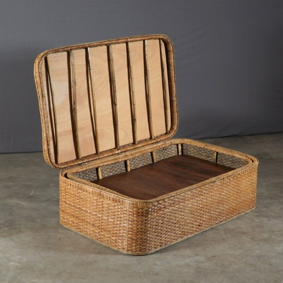 Image 1 of Panier en rotin vintage XXL – Table basse en rotin