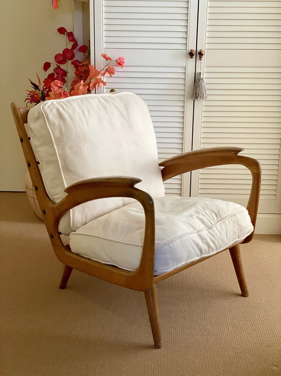 Image 1 of Vintage Mid Century De Ster Gelderland Design Fauteuil Teak