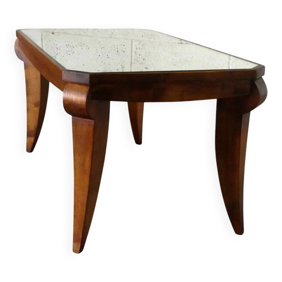 Art Deco coffee table in walnut and mirror, 1940 – Wood (photo 9 of 10)