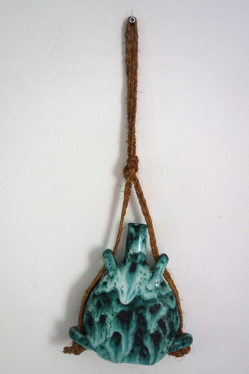 Fiaschetta in ceramica Fat Lava arte popolare Francia anni '50