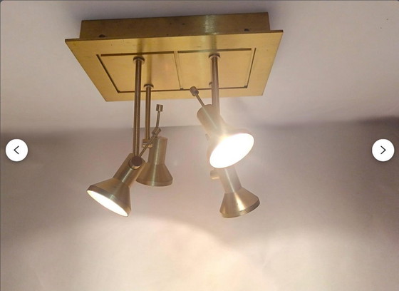 Image 1 of Ceiling Light, Table lamp, Postmodern, Mid Century Modern, Sische-Germany attr, Flush Mount, Satined Brass, multi-directional, r