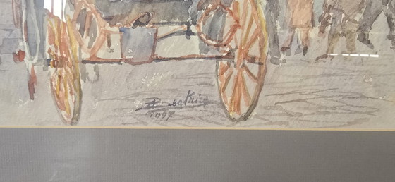 Image 1 of Original Watercolor by Alfredo Beatrice - Historical View of Caserta/Naples