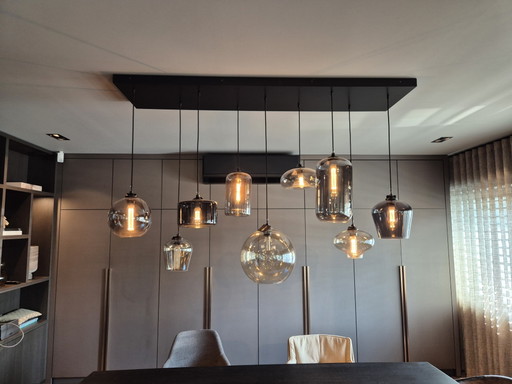 By Eve mix glass pendant lights on ceiling plate 9 pieces – hanglampen, Wood