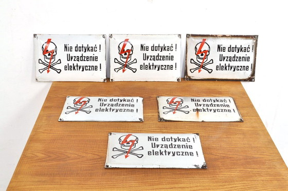 Image 1 of Enamel warning sign skull