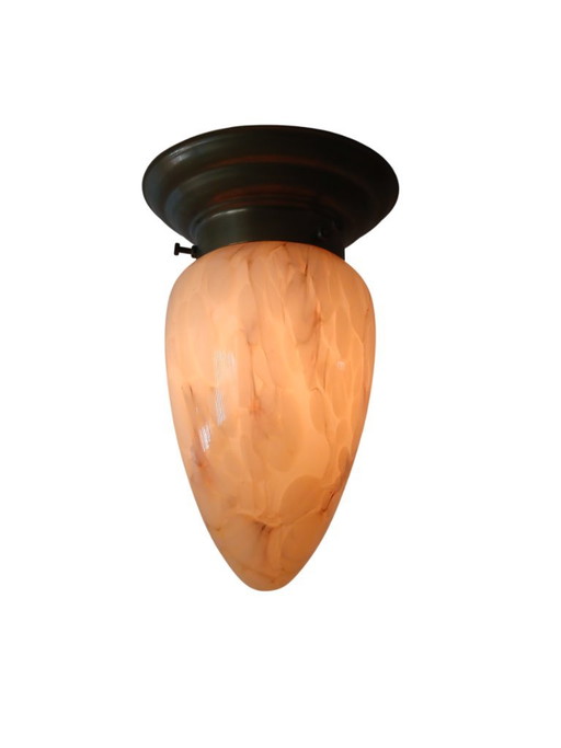 Plafondlamp – Art Deco - Gemarmerd – plafondlampen, Brass, Vintage (photo 2 of 6)