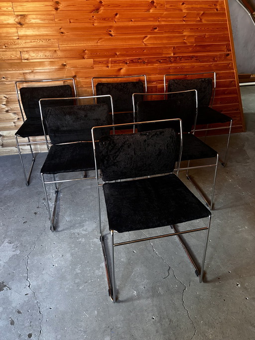 Set di 6 sedie Cassina Tulu in velluto a coste nero