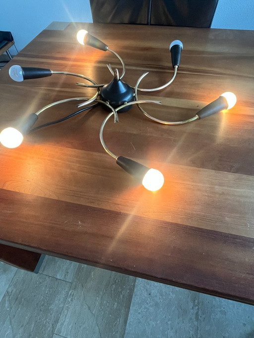Seltene Propeller-/Sputnik-Deckenlampe aus den 1950er Jahren