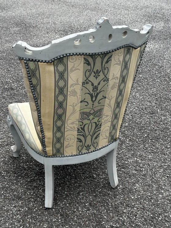 Sessel im Louis XV-Stil mit passendem Fußhocker – 20. Jahrhundert – Style Louis XV, Wood, Textile (photo 10 of 15)