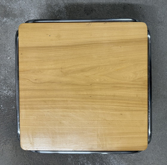 Image 1 of Set of 4 70s metal and solid oak nesting tables