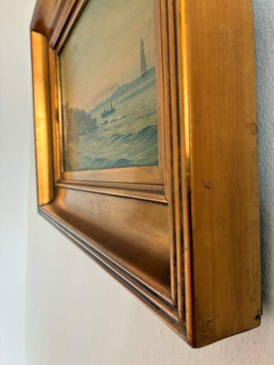 Antique Signed Sailing Ship Seascape Oil Painting – Paintings & Drawings, Wood (photo 17 of 26)