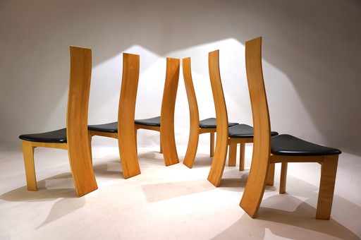 Tranekaer Ensemble de 6 chaises de salle à manger Iris par Bob van der Berghe, 1980