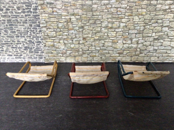 Image 1 of Set di 3 sedie in metallo Bauhaus in miniatura vintage