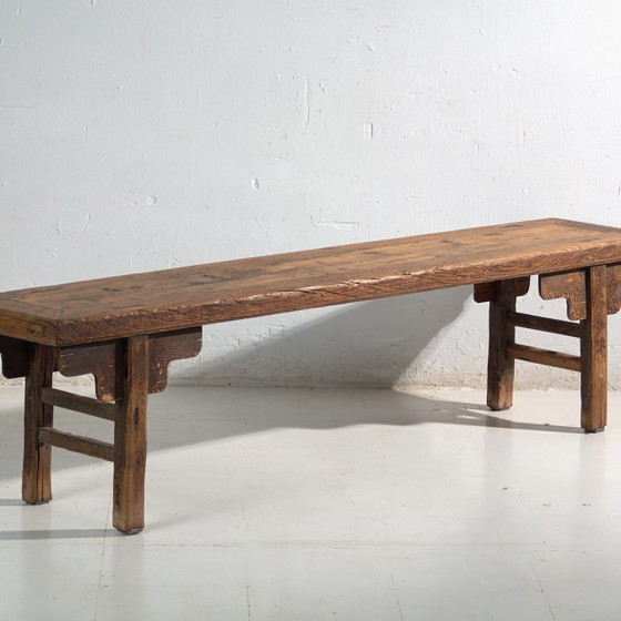 Antique long low bench in elm wood – China, circa 1930 – Benches (photo 4 of 40)