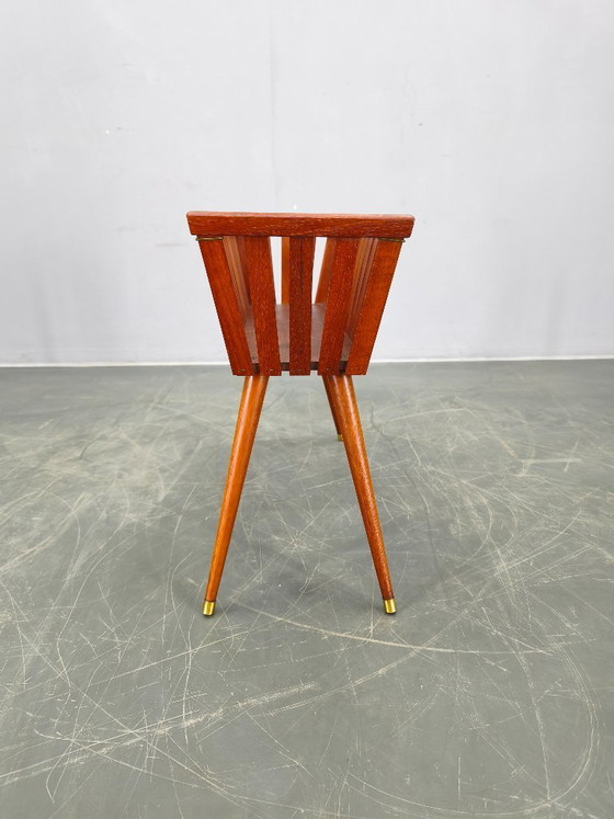 Image 1 of Danish Mid Century Teak Planter with Brass Feet, 1960s