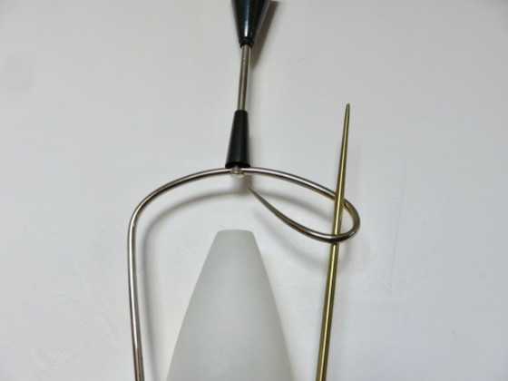 Image 1 of Lustre "ARLUS" France, années 50 60, opaline et laiton
