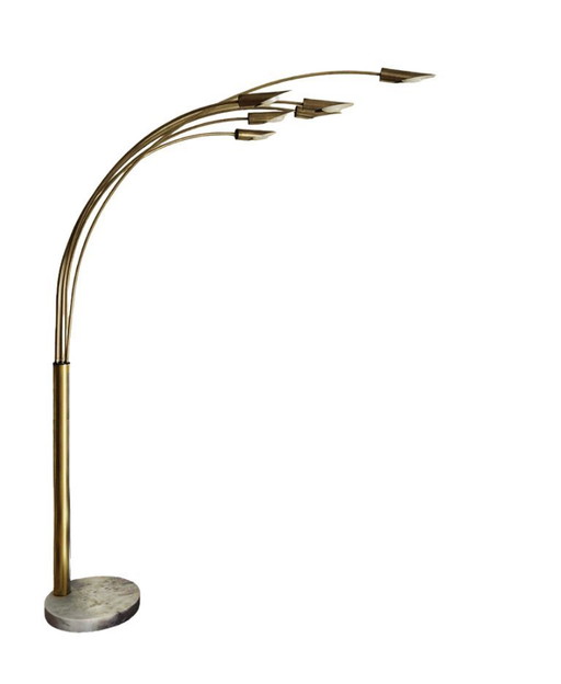 Grote 6-tak boog vloerlamp - Italië. 1950