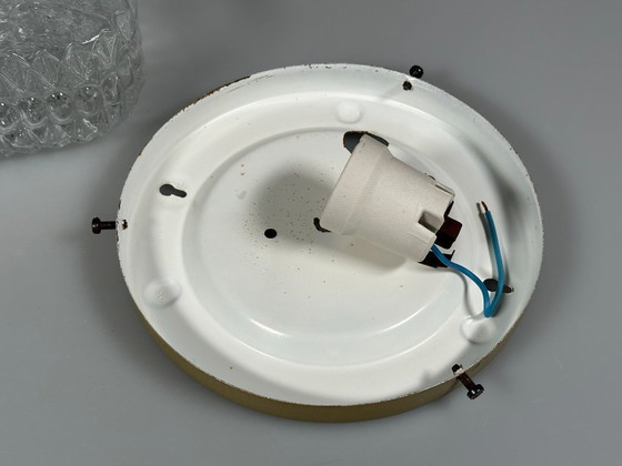 Image 1 of Plafondlamp uit de jaren 60/70, plafondmontage, glas, metaal, ruimtetijdperkontwerp