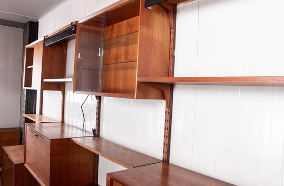 Image 1 of Zeer grote modulaire Deense teakhouten wandkast van Poul Cadovius voor Cado 1960.