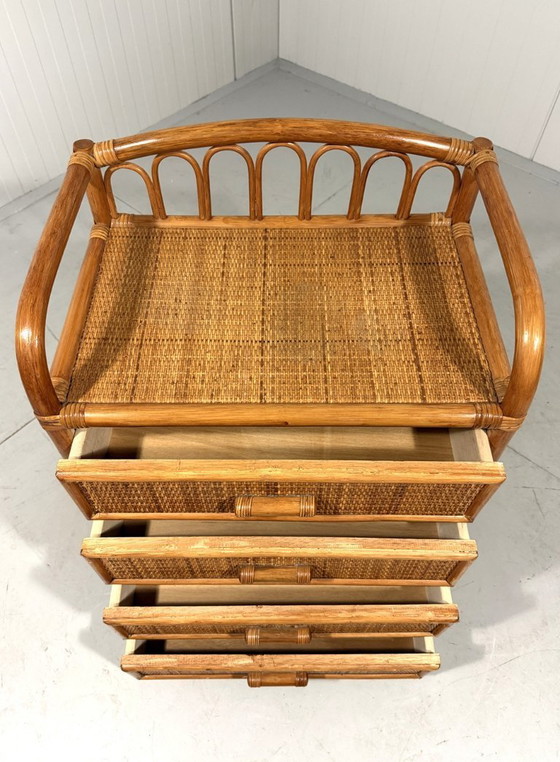 Image 1 of Rotan ladekast nachtkastje 1980's