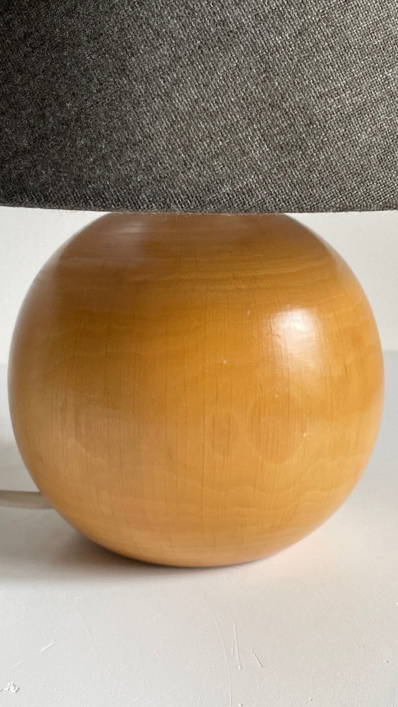 Image 1 of LAMPE Boule Bois Massif ANNEES 70