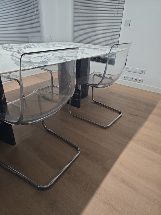 Lot de 4 Chaises Ikea Vintage – Chaises de salle à manger, Plexiglass, Chrome (photo 4 of 5)