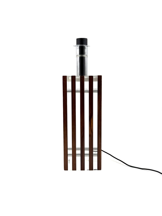 Image 1 of Lámpara de mesa estilo Hollywood Regency, base de madera y lucita, Italia, década de 1970