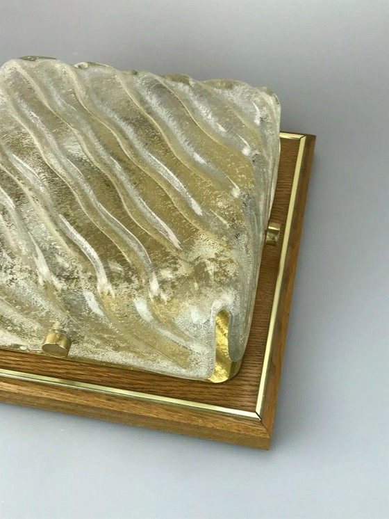 Image 1 of Lámpara de techo de los años 60 y 70, plafón empotrado de cristal de hielo, diseño de la era espacial.