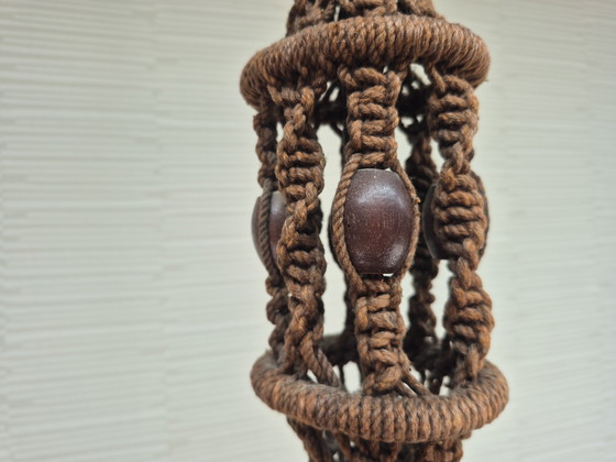 Image 1 of Temde Leuchten hanglamp. Vintage jaren 70 macrame lamp.