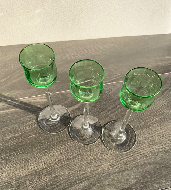 Image 1 of Juego de 3 copas de licor Art Nouveau - Bakalowits & Söhne - Meyr's Neffe - Viena c. 1902​