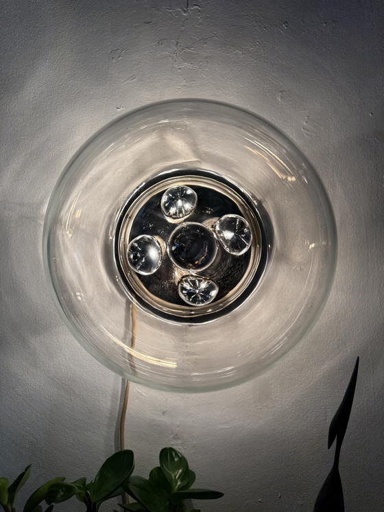 Image 1 of Lampada da parete vintage in stile "Globe" dell'era spaziale, Glashütte Limburg '70