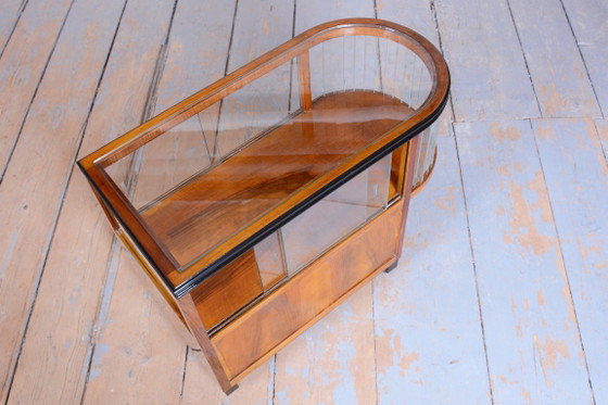 Restored Art Deco Serving Trolley, Walnut, Glass, Repolished, Czech, 1920s – Bar carts, Metal (photo 14 of 17)