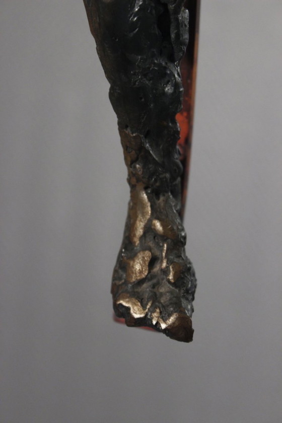Image 1 of Brutalized crucifixion sculpture in welded iron, bronze, and copper, 1970s, signed