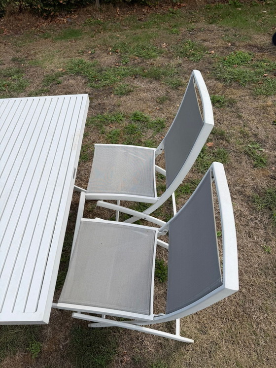 Witte Tuinset Met 4 Stoelen Kati&Kebon – Jati & Kebon, Textile, Aluminium (photo 3 of 8)