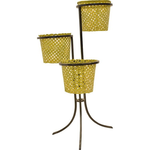Porte-plante jaune vintage