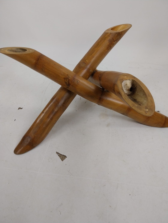 Image 1 of 1 x bamboe en glad salontafel 1970's 107 x 38cm 