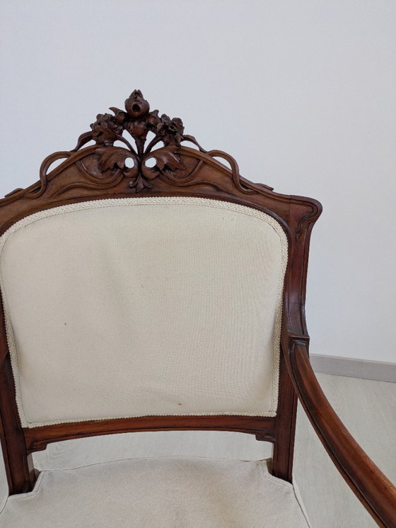 Image 1 of Art Nouveau - Sessel (2) - Holz, Stoff