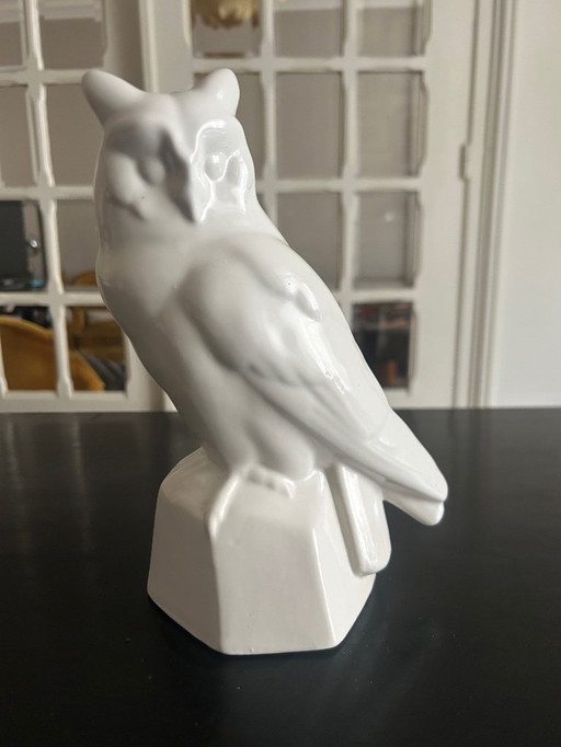 white ceramic owl
