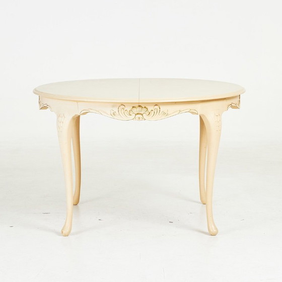 Image 1 of Essgruppe im Rokoko-Stil (5-teilig) — Geschliffene Verzierungen & vergoldete Details — 20. Jahrhundert — Tisch + 4 Stühle