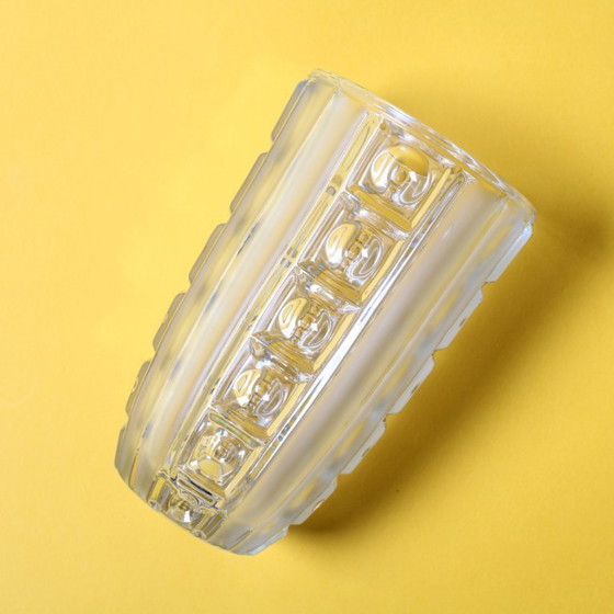 Image 1 of Vintage Clear Pressed Glass Vase / Bohemia Glass / 1950s