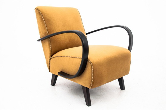 Image 1 of Two yellow vintage armchairs by J. Halabala, Czechoslovakia, 1930s