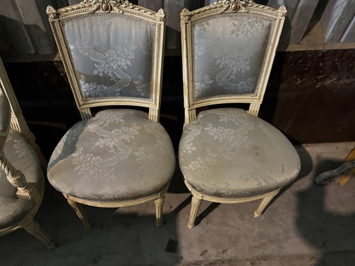Louis 14 stoelen en bankje met bureautje