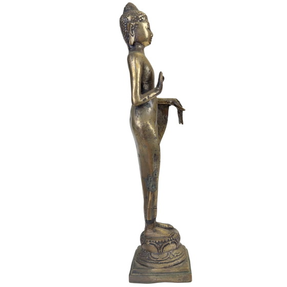 Antike thailändische Bronze Buddha Statue – Abhaya Mudra – 31 cm – Bildhauerei (photo 3 of 10)