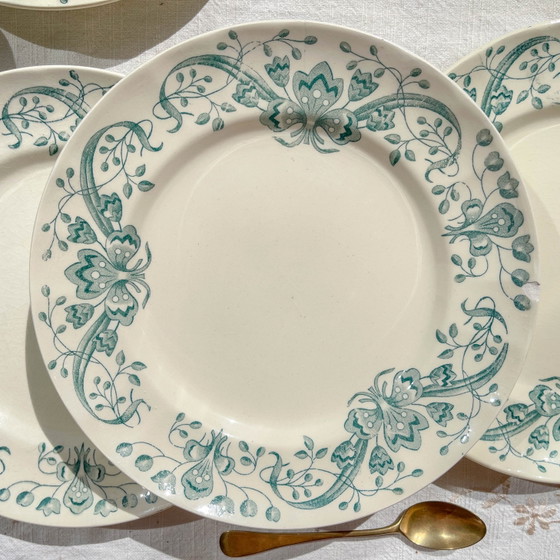 Set of 6 Small Antique Ironstone Plates "Figuig" – Longchamp 19th Century – Crockery (photo 6 of 14)